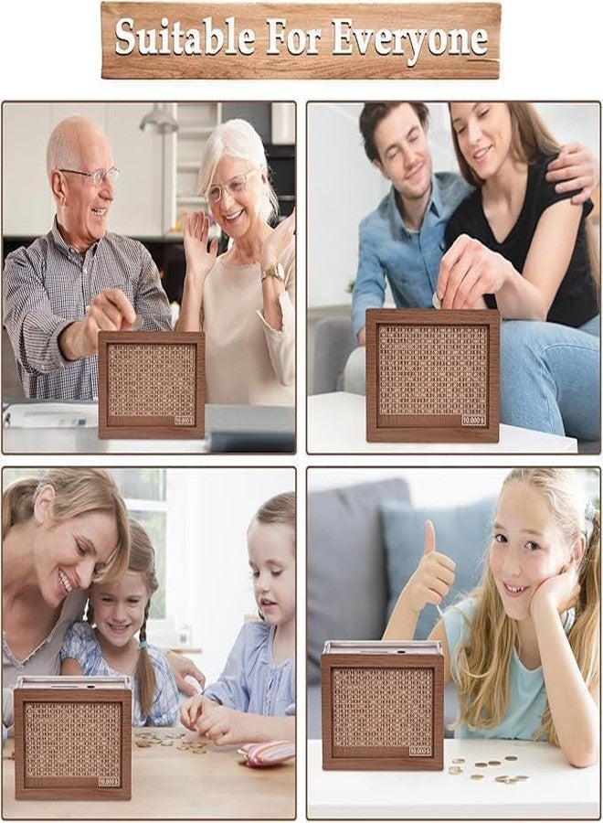 Radiant Wooden Piggy Bank for Kids & Adults, Coin Box with Carved Design, Savings Box, Mini Bank, Donation Box, Smart Money Box, Wooden Coin Box, Money Saver, Piggy Bank with Numbers - Image 4